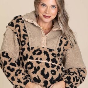 So Me Tan and Black Leopard Teddy Jacket